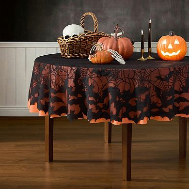 Bats & Web Lace Halloween Tablecloth, 70" Round