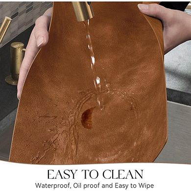 Vinyl Faux Leather Placemats Set, Waterproof Heat-Resistant Table Mats