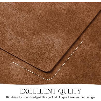 Vinyl Faux Leather Placemats Set, Waterproof Heat-Resistant Table Mats