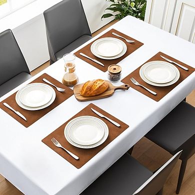 Vinyl Faux Leather Placemats Set, Waterproof Heat-Resistant Table Mats