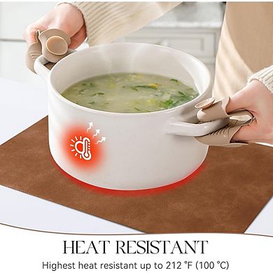 Vinyl Faux Leather Placemats Set, Waterproof Heat-Resistant Table Mats