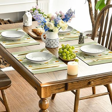 Eucalyptus Daisy Placemats Set of 4, Washable Rustic Seasonal Table Mats