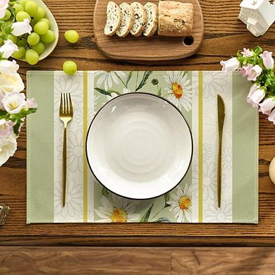 Eucalyptus Daisy Placemats Set of 4, Washable Rustic Seasonal Table Mats