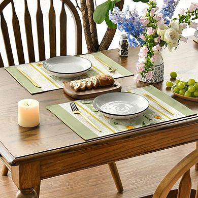 Eucalyptus Daisy Placemats Set of 4, Washable Rustic Seasonal Table Mats