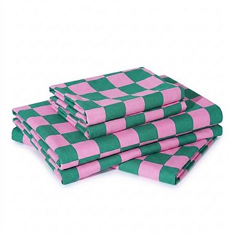 3 pc Bed Sheet Set Twin Size Soft Microfiber Deep Pocket Stain Fade Wrinkle Resistant Plaid