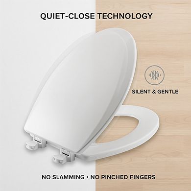 Cotton White Lift-Off Wood Toilet Seat, Elongated Easy-Clean