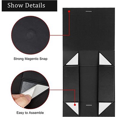 Black Magnetic Gift Box with Lid & Ribbon, 10.5x7.5x3.1 Inches Present Box