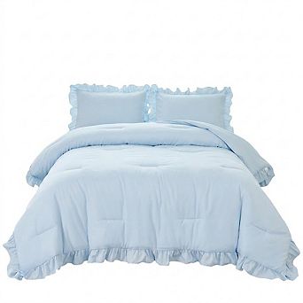 Ruffle Farmhouse Comforter Set Soft Fluffy Boho 5 pc Bedding