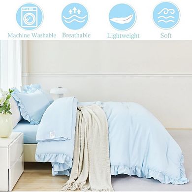 Ruffle Farmhouse Comforter Set Soft Fluffy Boho 5-Piece Bedding