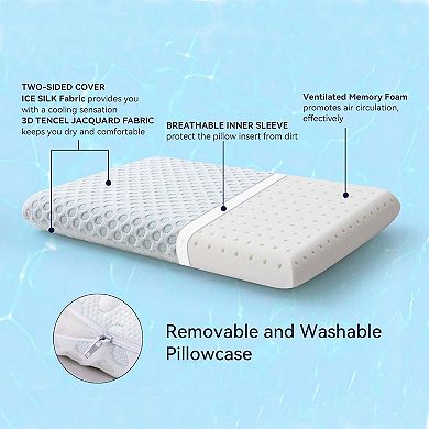 Opoiar 2.75" Ultra Thin Memory Foam Pillow, Cooling Gel Neck Pillow for Side Back Sleepers