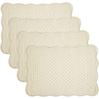 Quilted Cotton Placemats Set of 4, Washable for Kitchen Table