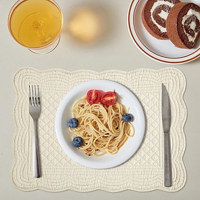 Quilted Cotton Placemats Set of 4, Washable for Kitchen Table