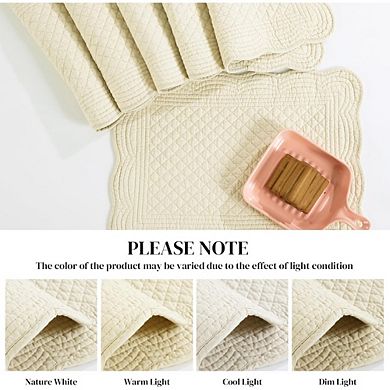 Quilted Cotton Placemats Set of 4, Washable for Kitchen Table