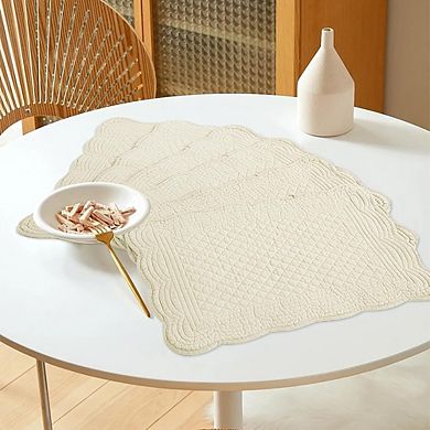 Quilted Cotton Placemats Set of 4, Washable for Kitchen Table