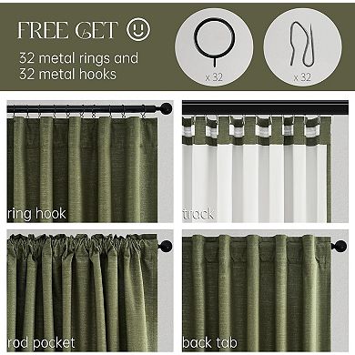 Linen Blackout Curtains, Pinch Pleated Back Tab Panels