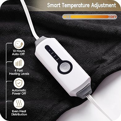 Electric Heated Blanket Full Size 72"×84", Breathable & Luxurious Flannel, Soft Warm Gift Dark Grey