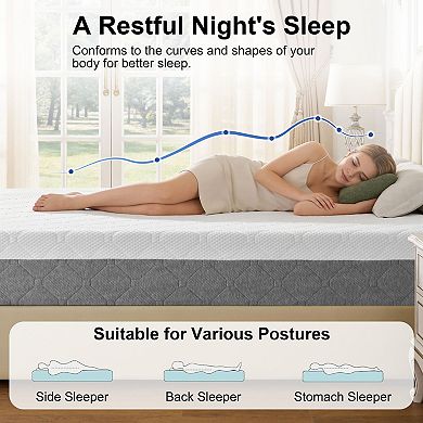 Opoiar 14" Firm Memory Foam Mattress, Cooling, Zoned Support, Washable Cover