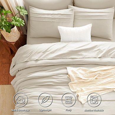 King Comforter Set Pinch Pleat Down Alternative Soft All-Season Bedding 7-Piece
