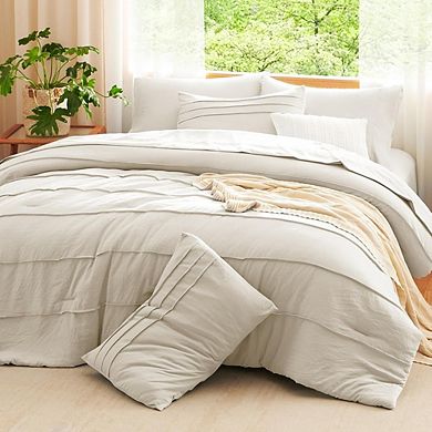 King Comforter Set Pinch Pleat Down Alternative Soft All-Season Bedding 7-Piece