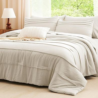 King Comforter Set Pinch Pleat Down Alternative Soft All-Season Bedding 7-Piece
