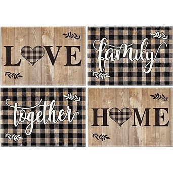 Buffalo Plaid Placemats Set, Farmhouse Decorative Table Mats