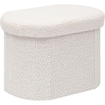 Boucle Tufted Oval Storage Ottoman, Padded Footstool, Multi-Use