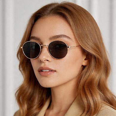 Kaelin Home Reflective Lens Round Trendy Sunglasses