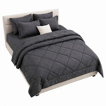 7 pc Queen Comforter Set All Season Reversible Bed in Bag Ultra Soft Microfiber Bedding