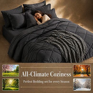 7-Piece Queen Comforter Set All Season Reversible Bed in Bag Ultra Soft Microfiber Bedding