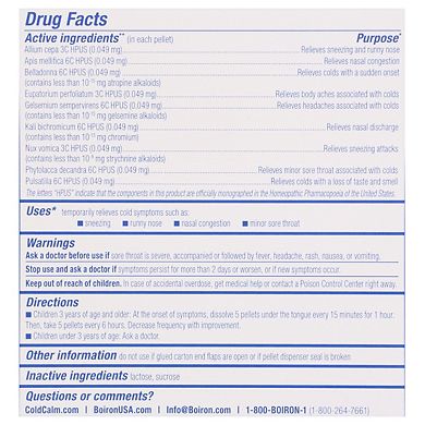 Boiron - Children's Cold Calm Pellets - 2 Doses