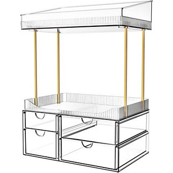 4 Drawers Makeup Organizer Cosmetics Organiser, Bathroom, Office Supplies, Dresser Transparent Clear