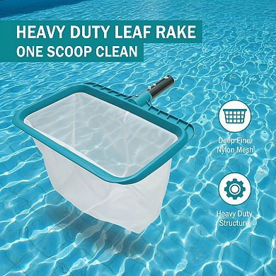 Professional Pool Skimmer Net, Heavy Duty with Deep Fine Nylon Mesh Bag, Fast Cleaning Tool