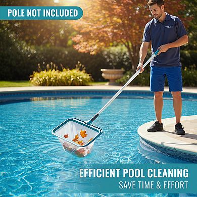 Professional Pool Skimmer Net, Heavy Duty with Deep Fine Nylon Mesh Bag, Fast Cleaning Tool