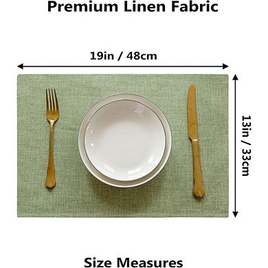 Linen Textured Placemats Set, Washable Heat-Resistant Table Mats