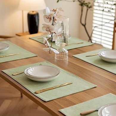 Linen Textured Placemats Set, Washable Heat-Resistant Table Mats