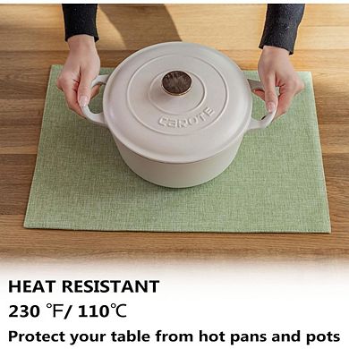 Linen Textured Placemats Set, Washable Heat-Resistant Table Mats