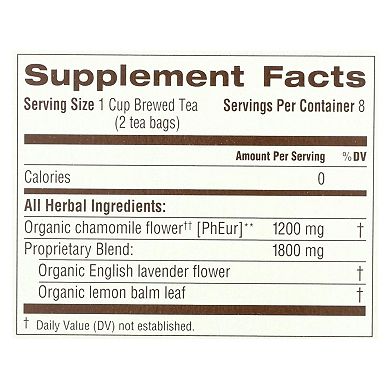 Organic Chamomile With Lavender Herbal Tea - Caffeine Free - Case Of 6 - 16 Bags