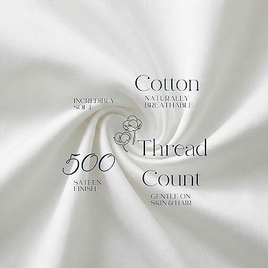 Pillowcases Queen Size Set of 2, Cool Touch Cotton Sateen Fabric, Silky Smooth & Soft, Open End