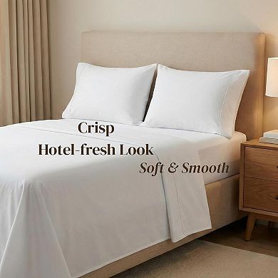 Pillowcases Queen Size Set of 2, Cool Touch Cotton Sateen Fabric, Silky Smooth & Soft, Open End