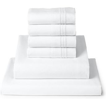 Queen Sheet Set - 6 pc Iconic Collection Bedding, (Including 4 Pillowcases), 16-Inch Deep Pocket