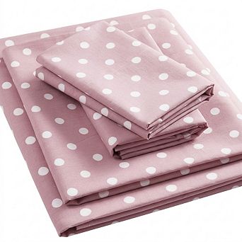 Polka Dot Cotton Percale Sheet Set Breathable Soft Durable Oeko-Tex Certified Bed Set