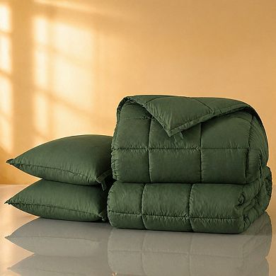 3pc Reversible Comforter Set All Season Down Alternative Breathable Soft Box Stitched with Corner
