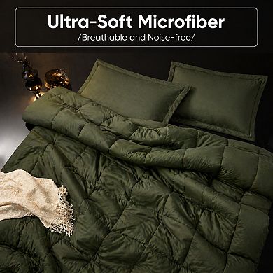 3pc Reversible Comforter Set All Season Down Alternative Breathable Soft Box Stitched with Corner