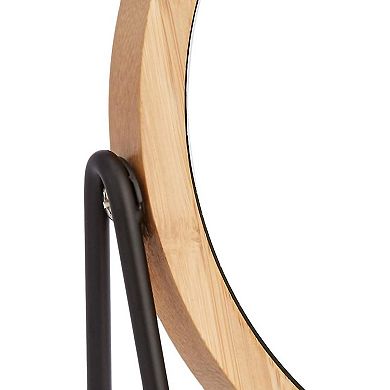 Black Vanity Mirror with Gold Rim, Double Sided Magnifying, 360° Rotation, 7.2"