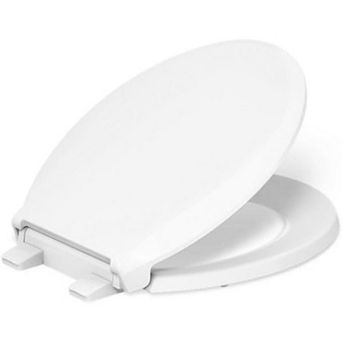 Round Soft Close Toilet Seat, White Easy-Clean for Bathroom