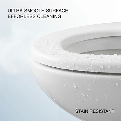 Round Soft Close Toilet Seat, White Easy-Clean for Bathroom