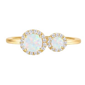 MASTERPIECE 14k Gold Over Silver Lab-Created Opal Ring