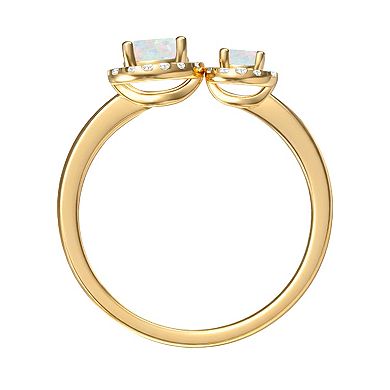 MASTERPIECE 14k Gold Over Silver Lab-Created Opal Ring