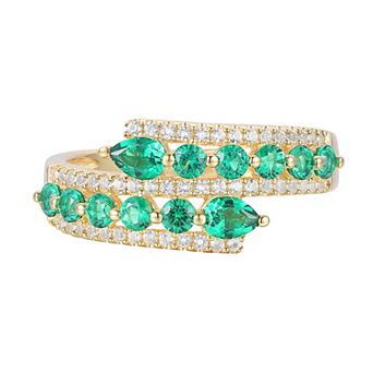 MASTERPIECE 14k Gold Over Silver Lab-Created Emerald Ring
