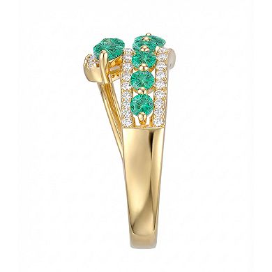 MASTERPIECE 14k Gold Over Silver Lab-Created Emerald Ring